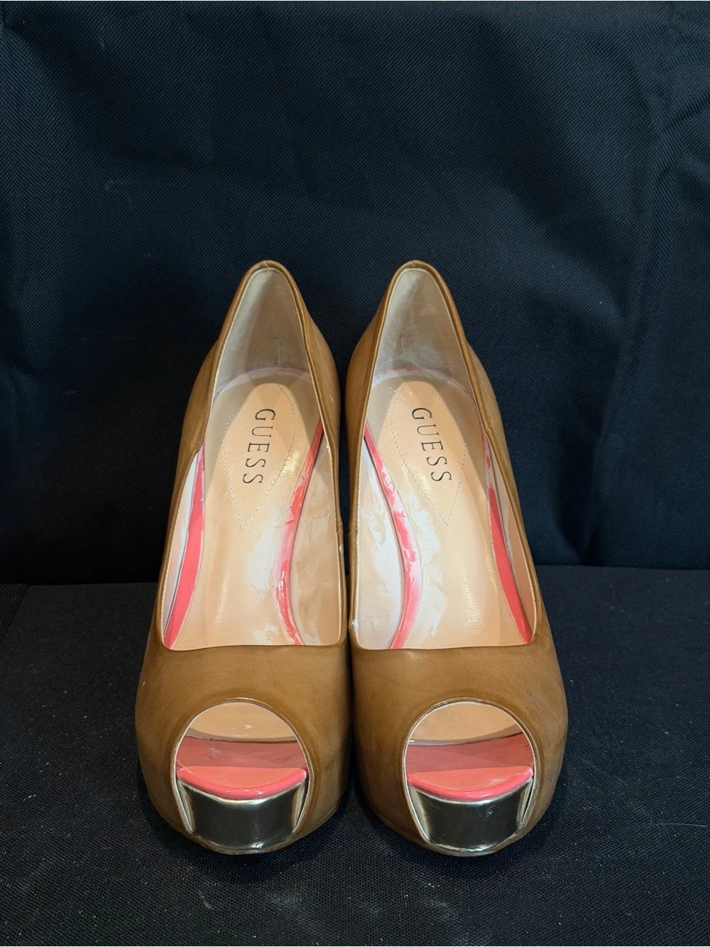Guess Women’s Y2K Brown Peep-Toe Stiletto Heels